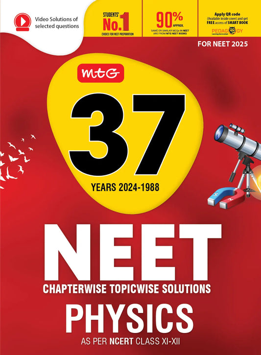 37 Years NEET Physics PYP with Chapterwise Topicwise Solutions for NEET 2025 Exam – Get Free access of Smart Book & Video Solutions (Based on Latest Syllabus)