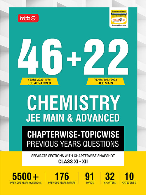 MTG’s 46+22 Years Chapterwise Topicwise Previous Years Questions (JEE Main & Adv.) is the most recommended book by JEE toppers & teachers which is now revised with the latest JEE 2023 Paper. It contains the previous 46 years’ papers of JEE Advanced/ IIT J