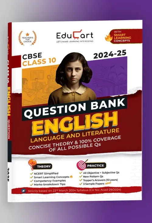 Educart CBSE Question Bank Class 10 English 2024-25 (As per latest CBSE Syllabus 23 Mar 2024)