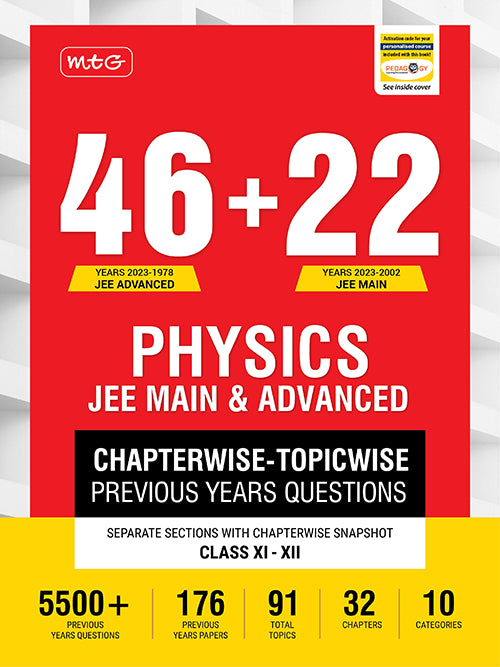 MTG’s 46+22 Years Chapterwise Topicwise Previous Years Questions (JEE Main & Adv.) is the most recommended book by JEE toppers & teachers which is now revised with the latest JEE 2023 Paper. It contains the previous 46 years’ papers of JEE Advanced/ IIT J