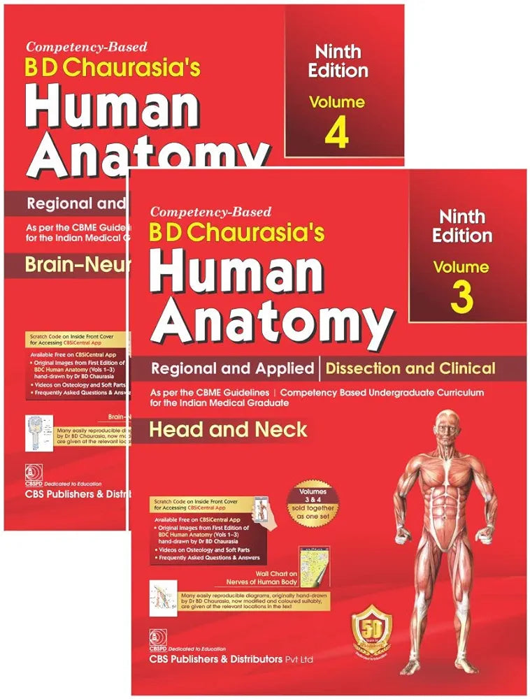 CHAURASIA BD
 567
BD CHAURASIAS HUMAN ANATOMY 9ED VOL 3 AND 4 REGIONAL AND APPLIED DISSECTION AND CLINICAL HEAD AND NECK BRAIN NEUROANATOMY (PB 2023) SET OF 2 VOLS BD CHAURASIAS and Krishna Garg