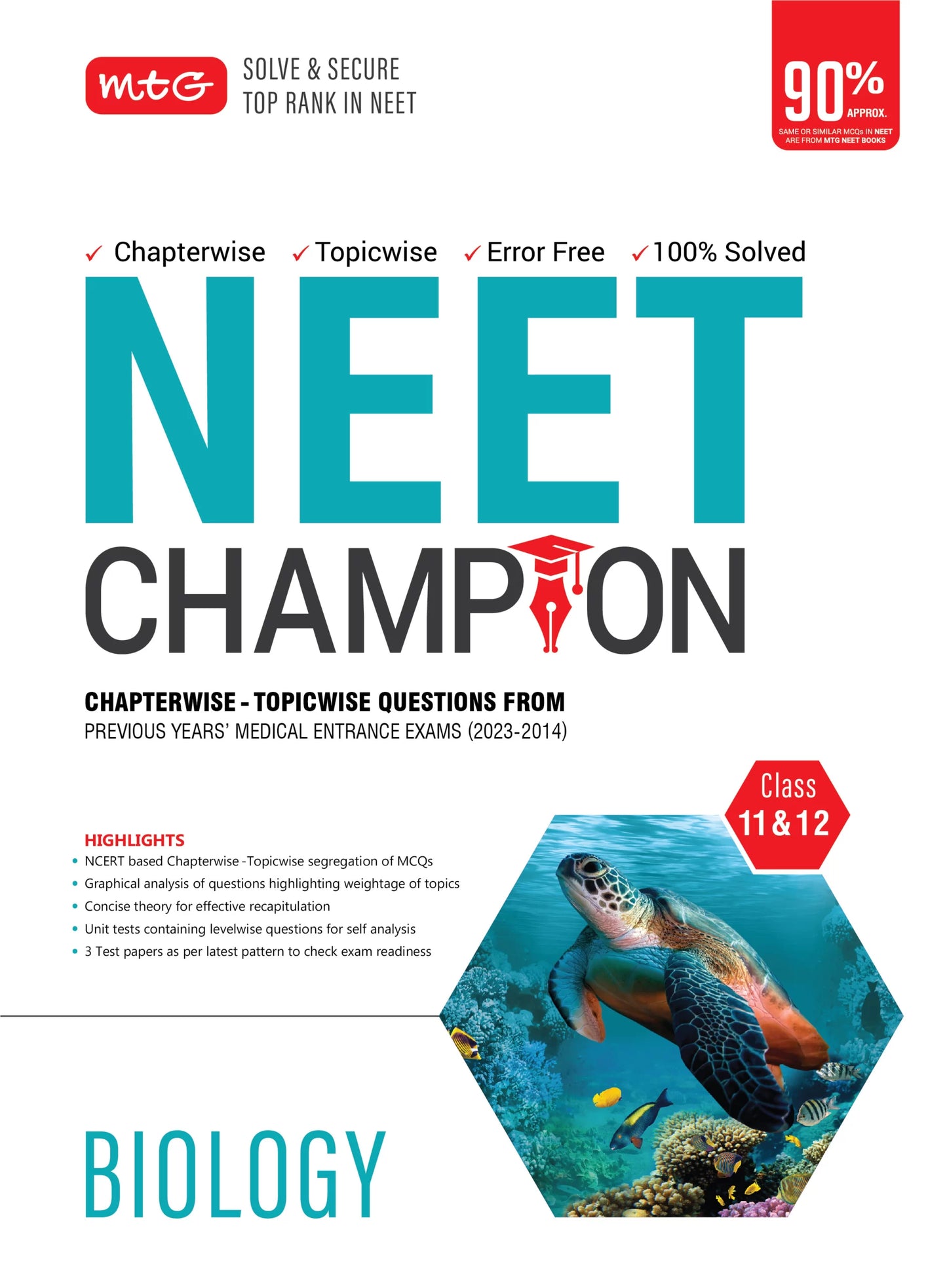 MTG NEET Champion Biology is a specifically tailored guide to ensure a complete final revision for NEET 2024 exam with 100% authentic content . This book consists of the previous 10 years (2023-2014) of questions from the medical entrance exam