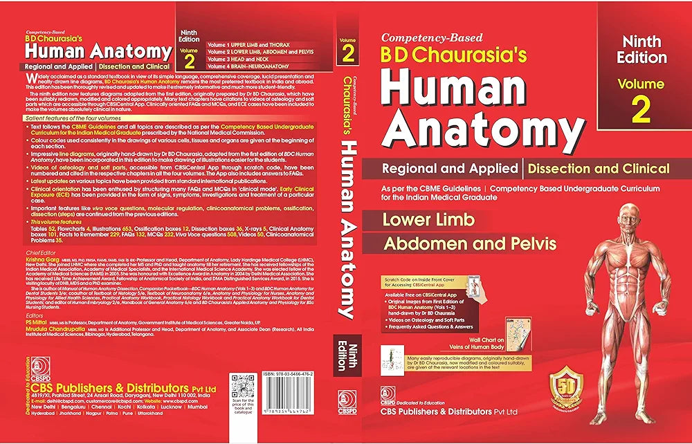 BD CHAURASIAS HUMAN ANATOMY 9ED VOL- 2 REGIONAL AND APPLIED DISSECTION & CLINICAL LOWER LIMB ABDOMEN AND PELVIS (PB 2023) B.D. CHAURASIAS and Krishna Garg