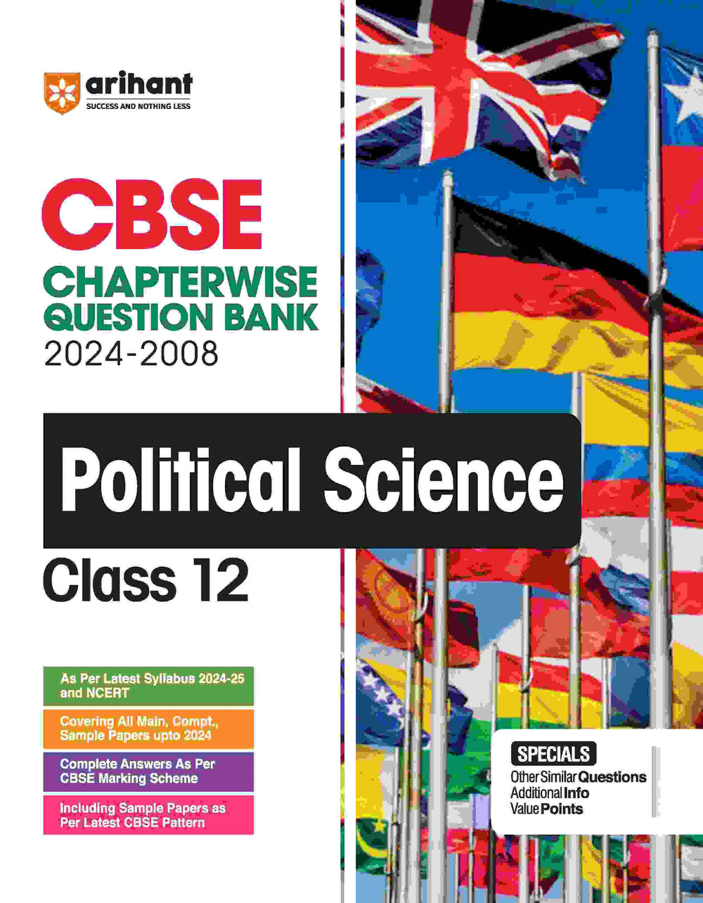 Arihant's CBSE Chapterwise Question Bank Political Science for Class 12th (2024-2008)