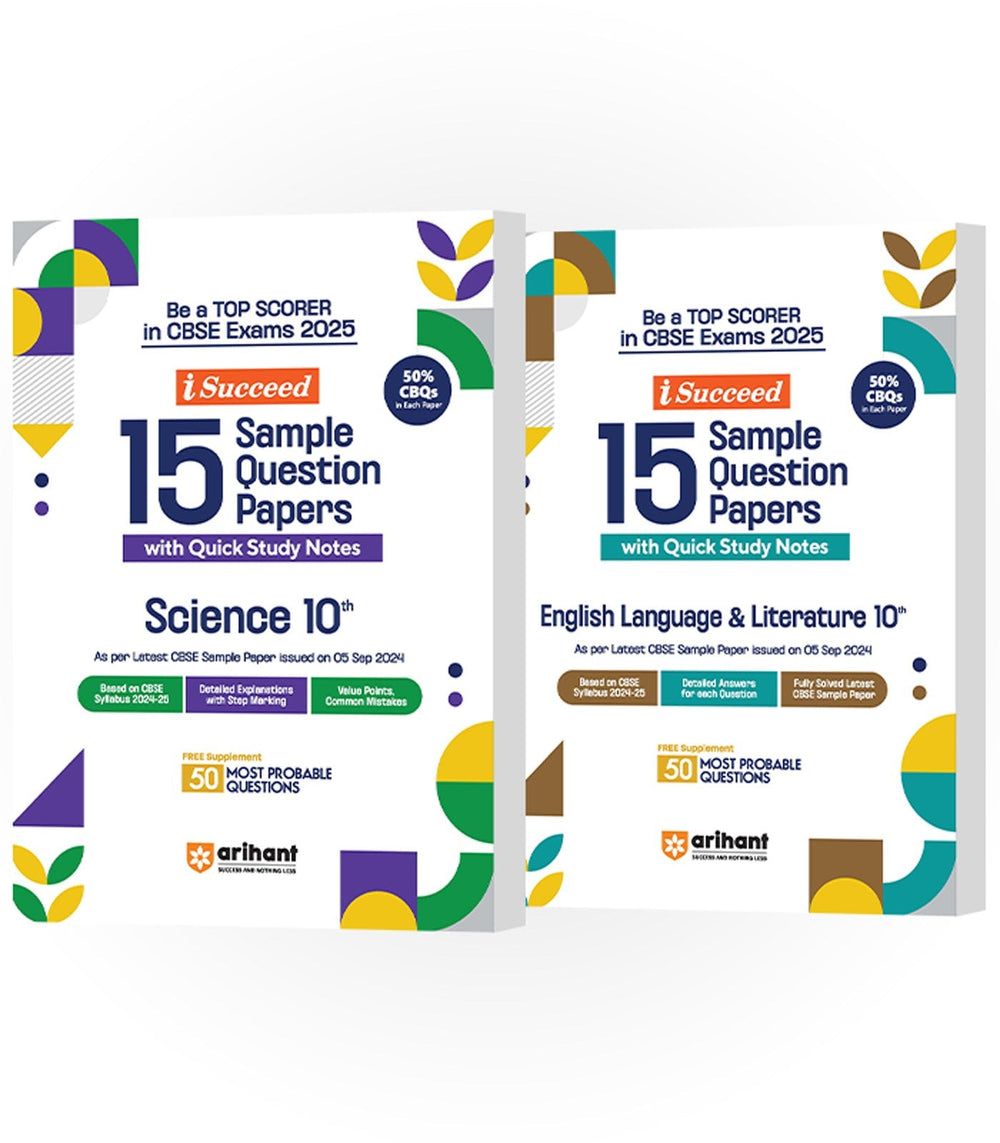 CBSE i-Succeed Sample Question Papers for Class 10th |Science & English Language & Literature | Set of 2 books