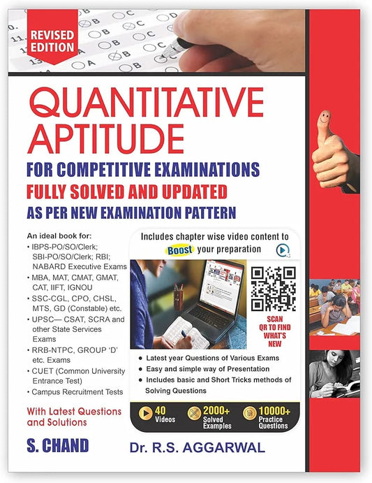 "Quantitative Aptitude for Competitive Examinations All Government and Entrance Exams (Banking, SSC, Railway, Police, Civil Service, etc.) 40 Videos | 2000+ Solved Examples | 10000+ Practice Questions"