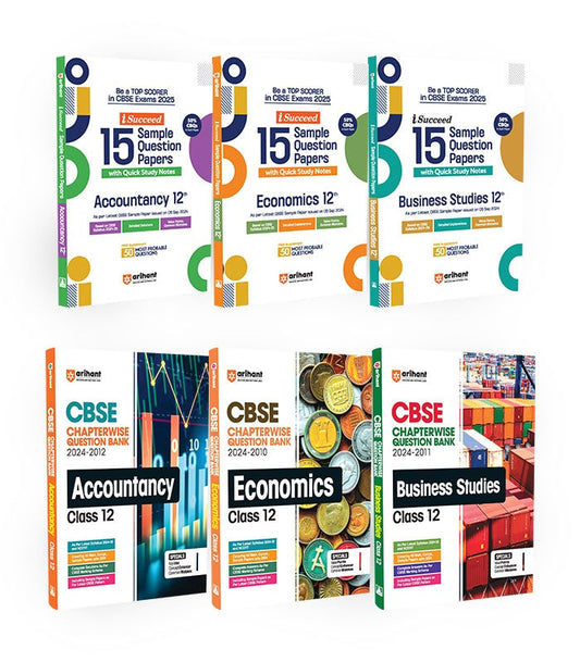 Chapterwise Solved Papers + i-succeed sample paper for Class 12th | Accountancy, Economics and Business Studies| Arihant