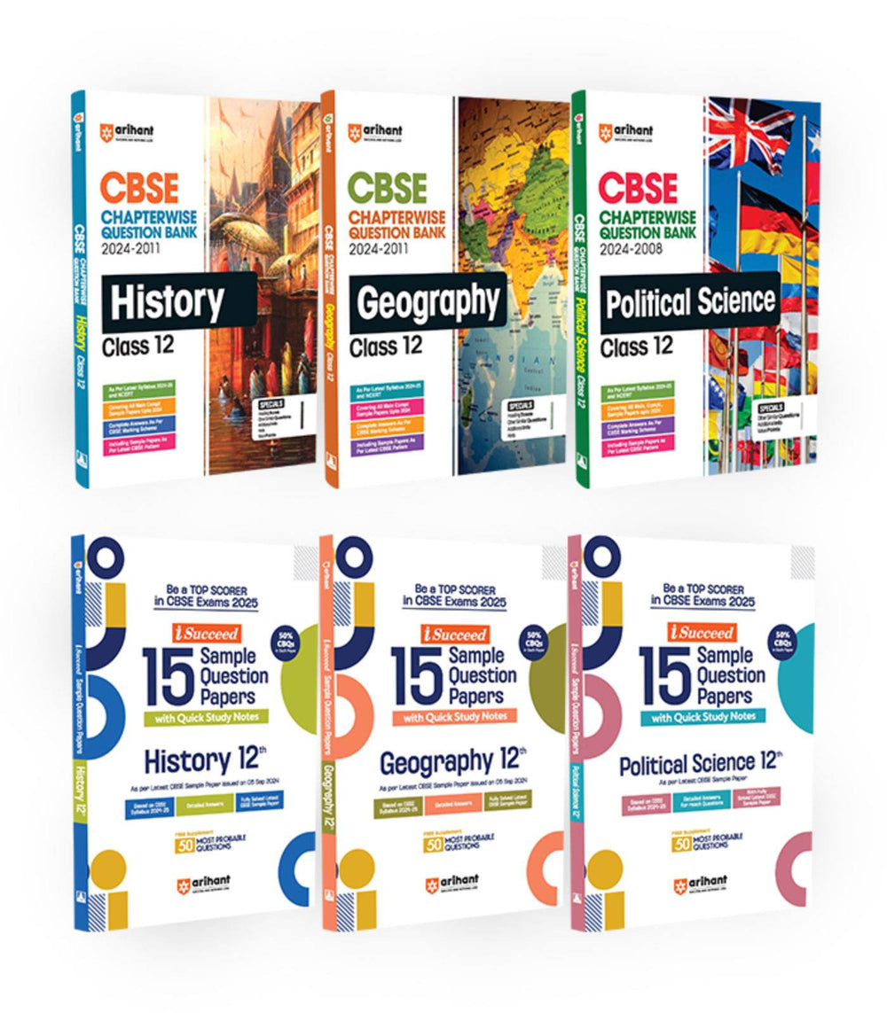 Chapterwise Solved Papers + i-succeed sample paper for Class 12th | History, Geography and Poltical Science| Arihant